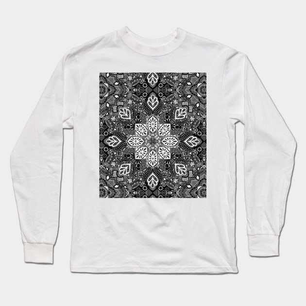 Gypsy Lace in White on Black Long Sleeve T-Shirt by micklyn